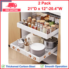 2Pcs Pull Out Cabinet Organizer, 21" Deep Slide Out Drawers For Kitchen Cabinets