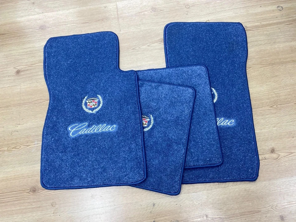 1980-92 Cadillac Brougham Fleetwood DeVille Carpet Floor Mats 4pc Light Blue - Image 2 of 2