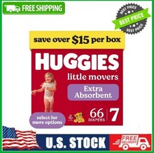 Huggies Little Movers Baby Diapers, Size 7 41 lbs , 66 Count