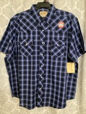 Wrangler Mens XXL Pearl Snap Blue Plaid Short Sleeve Relaxed Western Shirt NEW