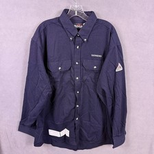 Bulwark FR Shirt Mens XL Flame Resistant Work Navy Blue Protective Button Up