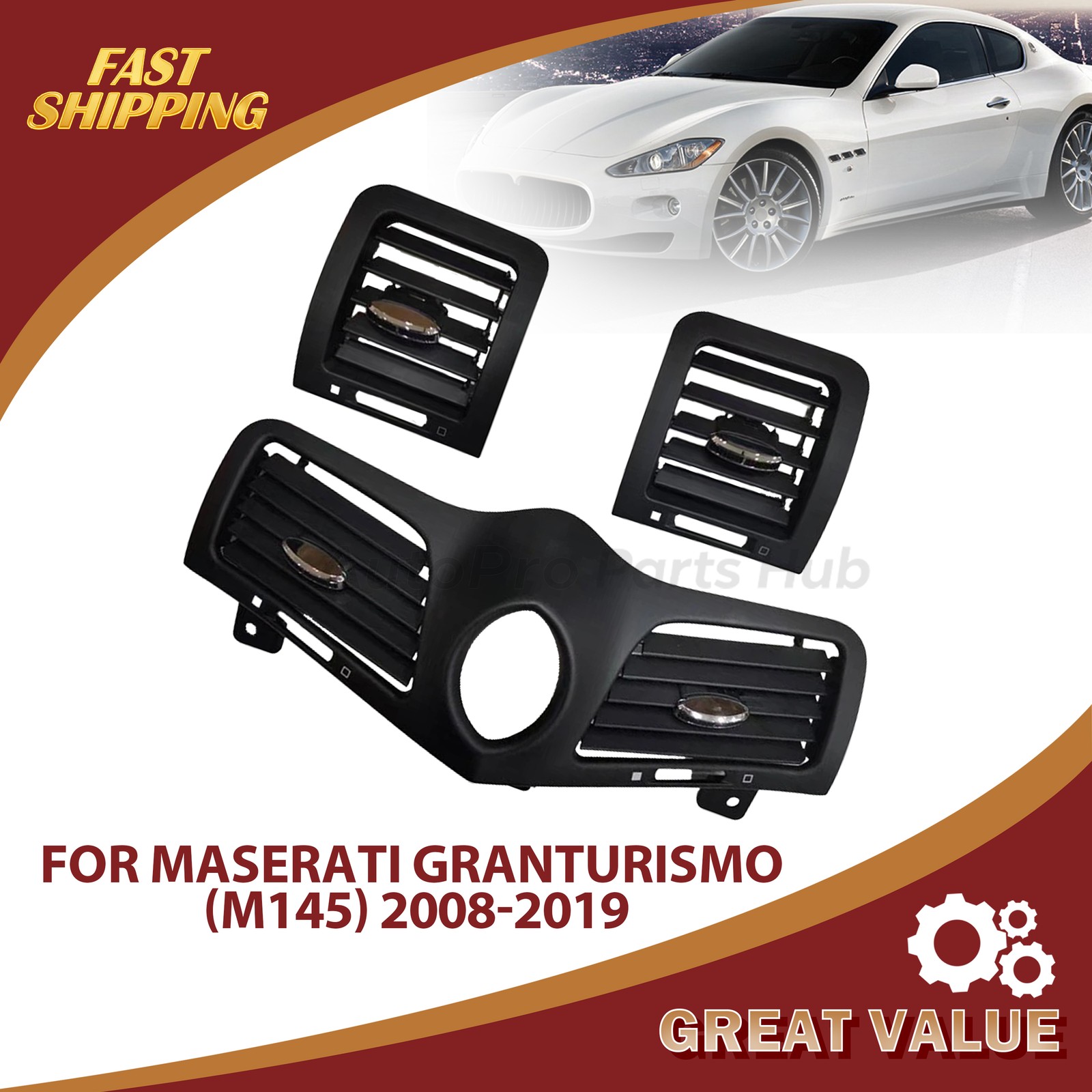 For 2008-2019 Maserati GranTurismo (M145) Dashboard A/C Air Vent Panel Grille US