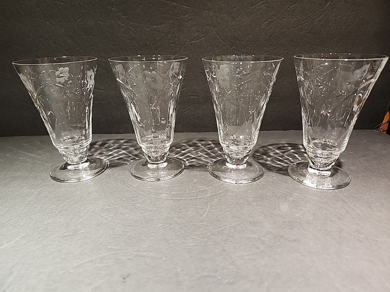 Set of 4 Vintage Libbey- Rock Sharpe MARSHFIELD Footed Iced Tea Glass  5-3/4" 