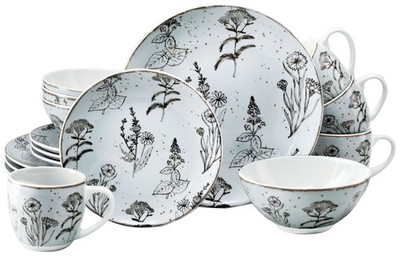 CreaTable Vintage FLOWERS Geschirrset Kombiservice 16 tlg Geschirr Tafelservice