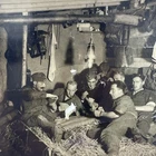 VINTAGE Photo B&W Junk Art WW2 German War Military Nazi Soldiers Camp Card Game