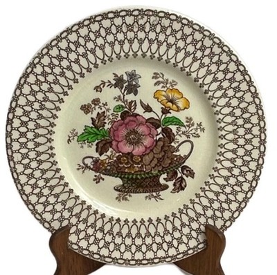 Myott Son & Co Salad Plate 8  Bonnie Dundee Basket Round Vintage Made England