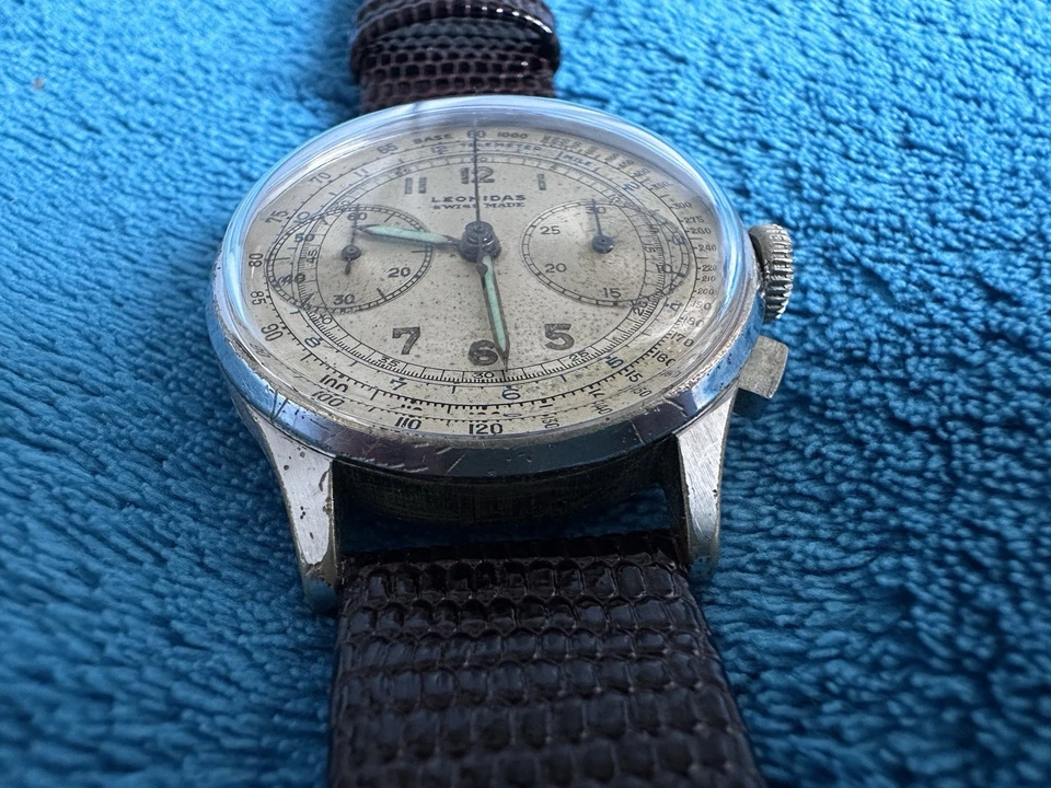 Leonidas Big Eye Chronograph Watch Manual Wind Working Serviced Vintage Classic - image 3 of 4