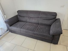 Divano 3 Posti Tessuto Grigio Imbottito 205L x 89H x 95P