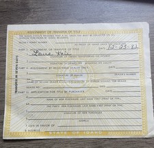 Vintage Certificate Of Title 1967 Ford Mustan...