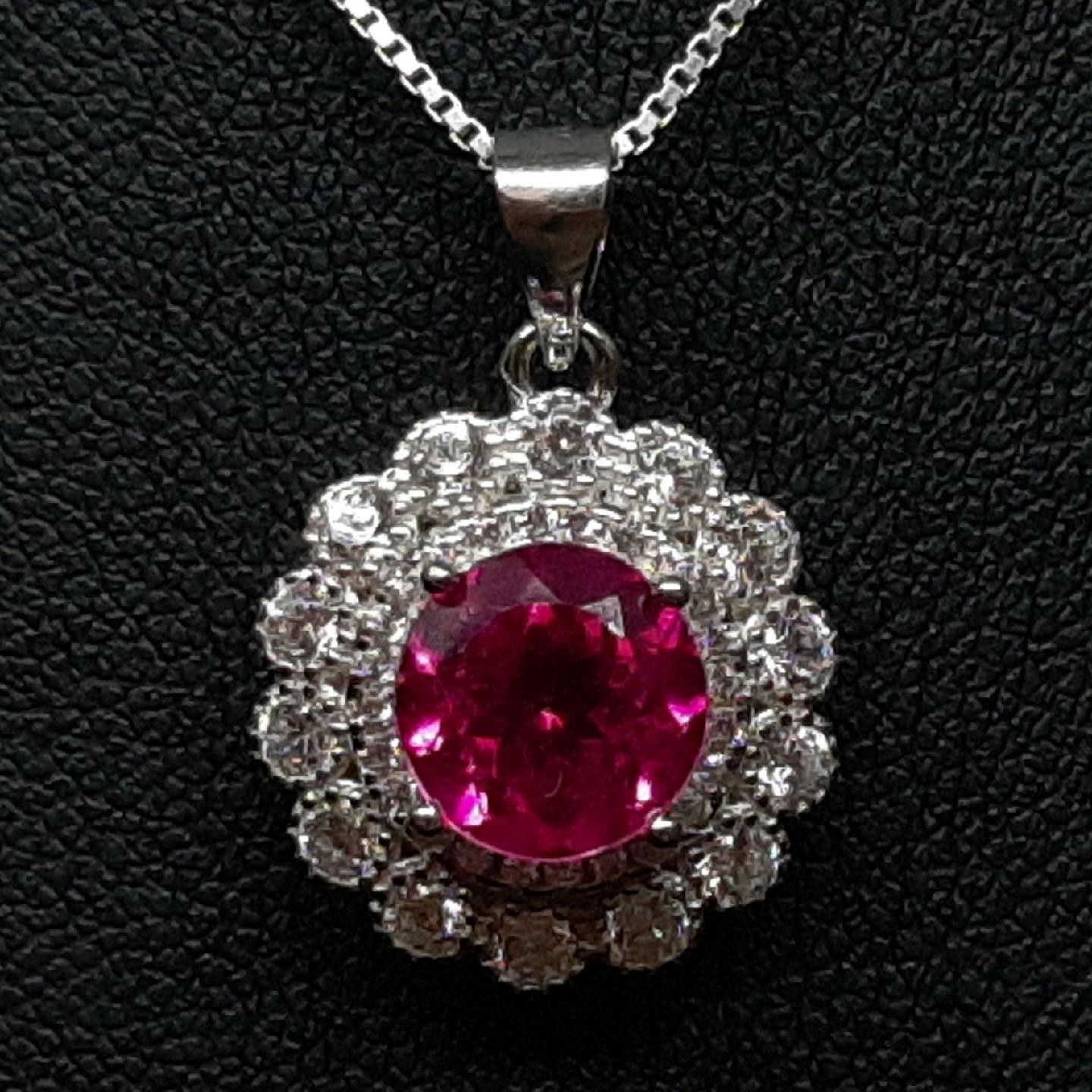 World Class 2.41ctw Pink Topaz & White Sapphire 925 Silver Pendant