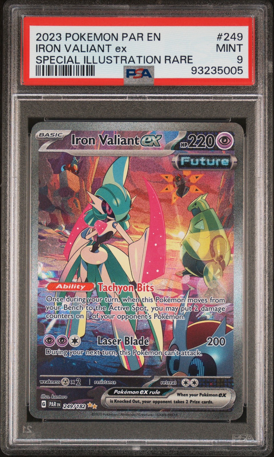 2023 POKEMON PAR EN-PARADOX RIFT SPECIAL ILLUSTRATION RARE IRON VALIANT EX PSA 9