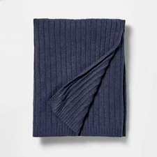 50"x60" Casual Mixed Rib Throw Blanket Navy - Threshold designed with Studio
