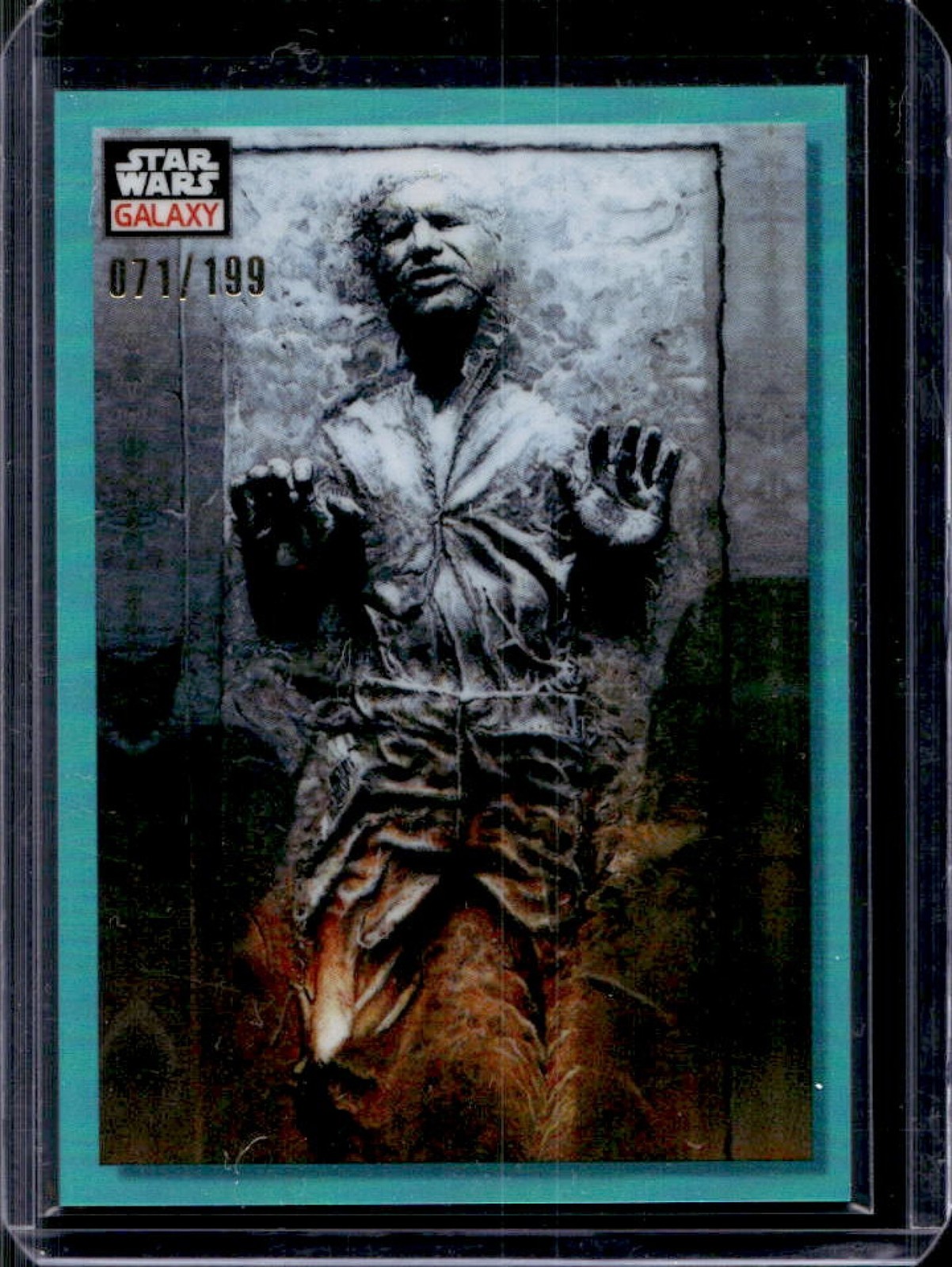 2023 Topps Chrome Star Wars Galaxy He s All Yours, Bounty Hunter Aqua #71/199