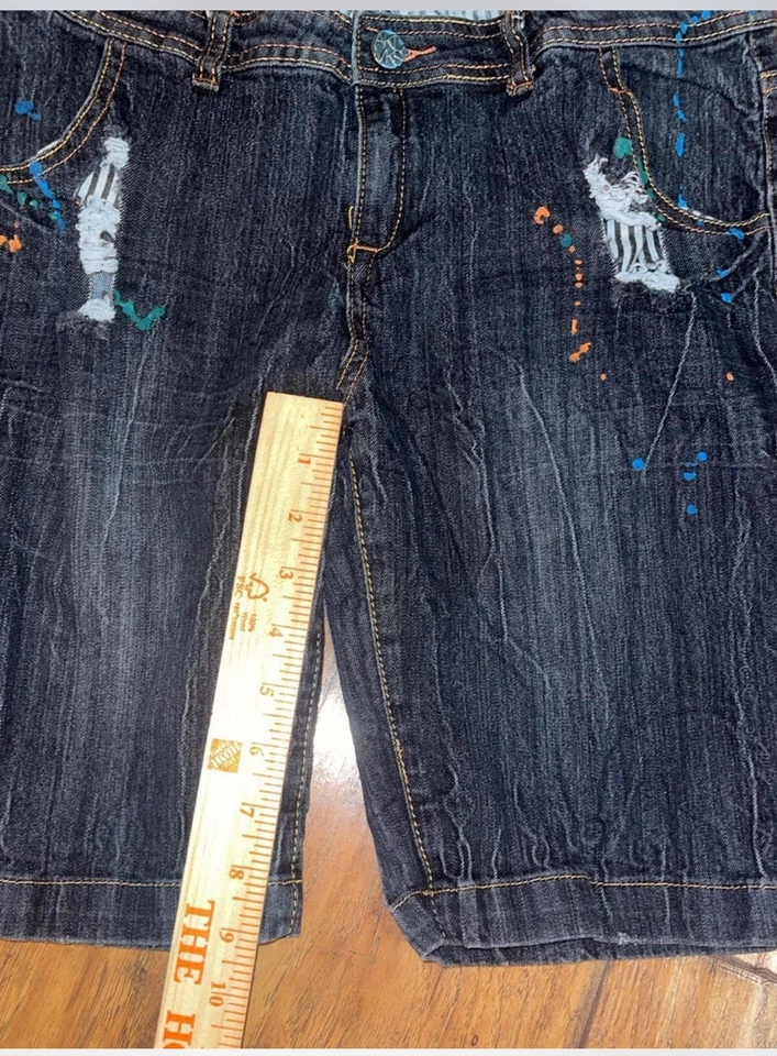 AKDMKS Vintage Y2K 90s Bermuda Shorts Paint Splatter Grunge Skater Woman’s Sz 11 - Image 3 of 4