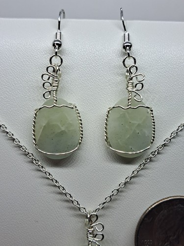Aquamarine Jewelry Set Pendant Necklace Earrings - Picture 2 of 7