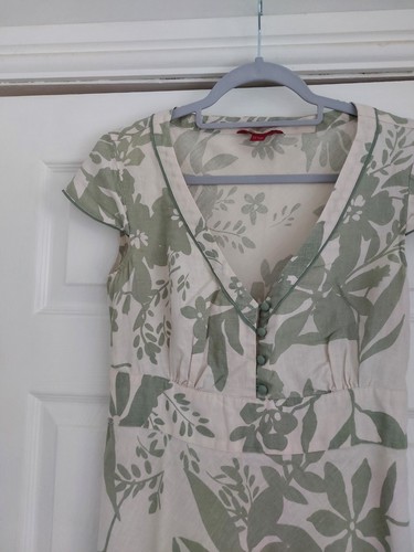 Monsoon Womens Linen Floral Dress Size 12 Green/Cream - Picture 3 of 16