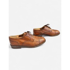 Vintage brown leather wingtip cap toe oxfords brogues  vintage mens 9.5