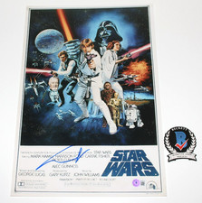 GEORGE LUCAS SIGNED STAR WARS A NEW HOPE 12x18 MOVIE POSTER BECKETT COA DIRECTOR