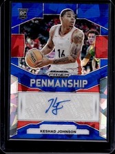 Keshad Johnson Arizona Basketball Panini Prizm Blue Ice Auto Rookie Card /75 NBA