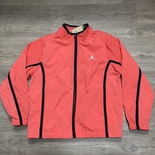 Jordan Men's Essentials Woven Flight Jacket Lobster Red Black Size Large