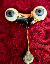 16 mm  Antique German Blue Glass Doll Eyes with Rocker-52 mm wide