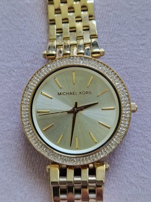 Michael Kors Damenuhr Uhr Armbanduhr goldfarben Glitzersteinen 252108 Topzustand