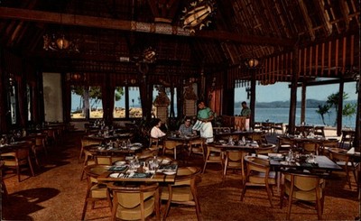 Suva Rewa Fiji Province Dining room tropical decor Yanuca Bay vintage postcard