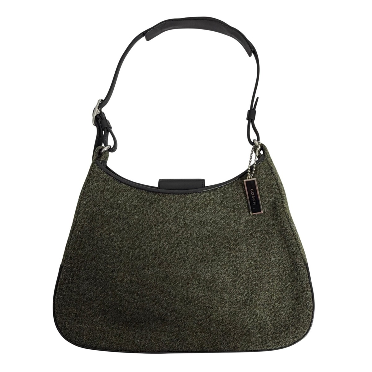 Vintage COACH Legacy West Hobo Green Wool Leather Shoulder Bag +