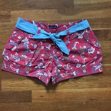 Ralph Lauren Red Floral Paisley Linen Shorts Belt Vintage Youth Girl 14