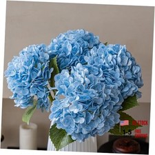 Large Soft Touch Artificial Hydrangea Flowers Bouquet - 4Pcs Blue 4pcs Blue