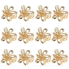 Gold Small Flower Hair Clips for Women, Cute Mini Tiny Little Sparkling
