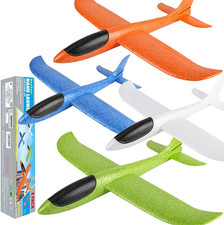 4 Pack Airplane/Flying Toys, 17.5" Large Throwing Foam Plane/Gliders, 2 Flight M