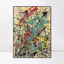 Framed Canvas Giclee Print Art Number 16, 1949 by Jackson Pollock Home Decor