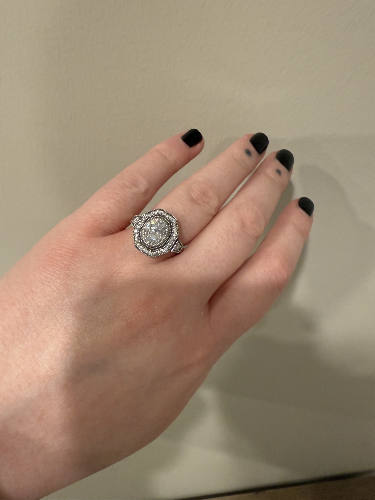 Moissanite Ring - Sterling Silver Setting - Size 8 - image 3