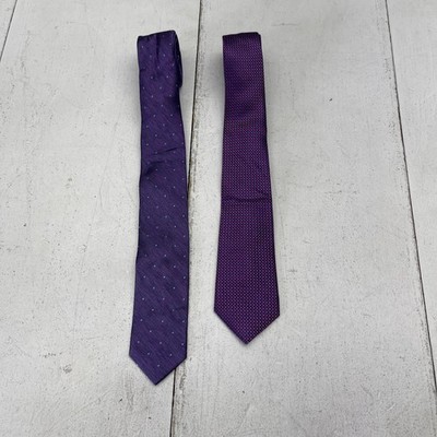 Esquire & Moss 1851 Tie Set Mens One Size Purple Silk Geometric Lot 2 Neckties