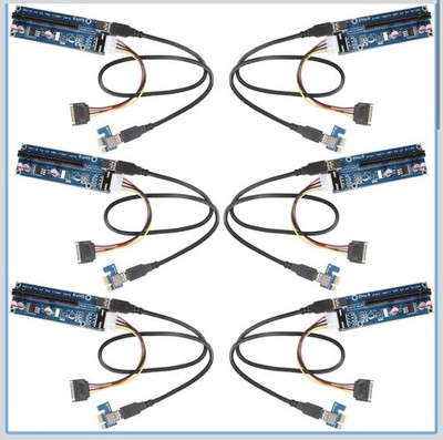 Relper-Lineso - 6 Pack PCIe V006 PCI-E 1X to 16X Powered Riser Adapter