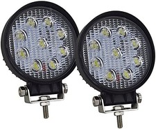 2Pcs 4 inch 27W Flood Round LED Light Bar Driving Lamp Waterproof Off Road Fog L