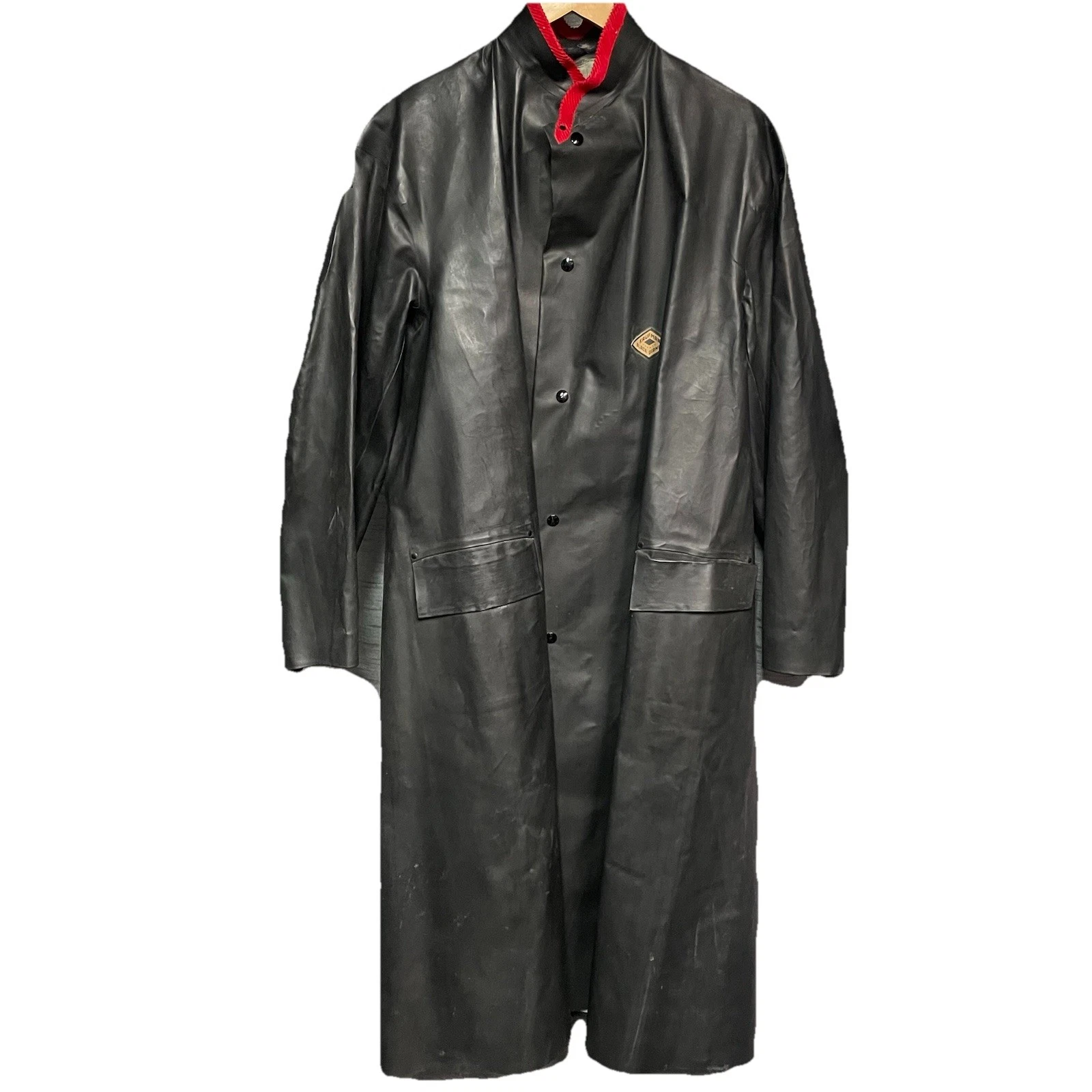 Black Diamond Kaufman Rubber Foul Weather Raincoat Fisherman Miner Fireman VTG L - product detail image 1