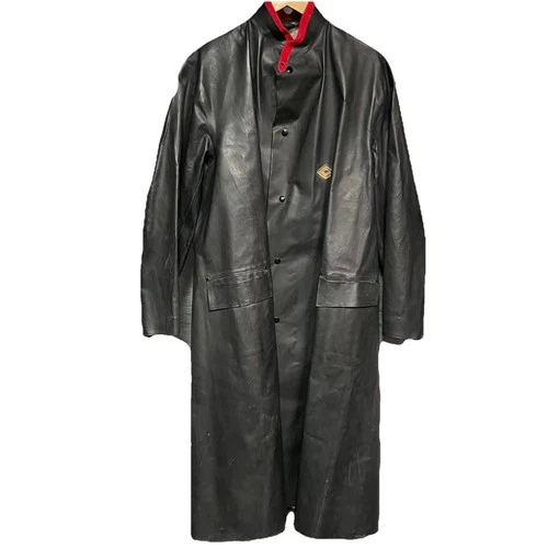 Black Diamond Kaufman Rubber Foul Weather Raincoat Fisherman Miner Fireman VTG L - product listing photo