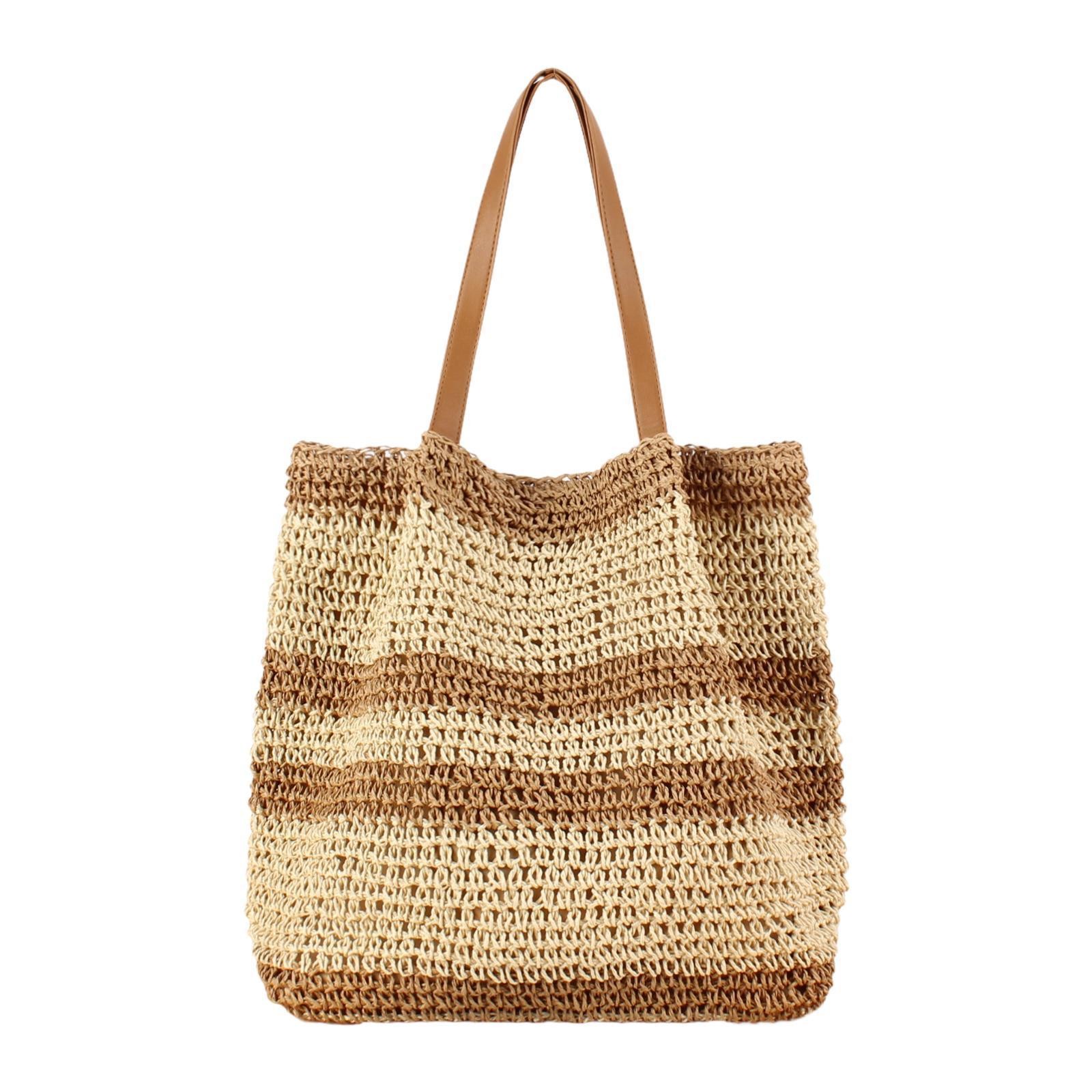 Trendy Woven Tote Bag for Women Shopping Daily Holiday Use Stylish Decorative Holder
