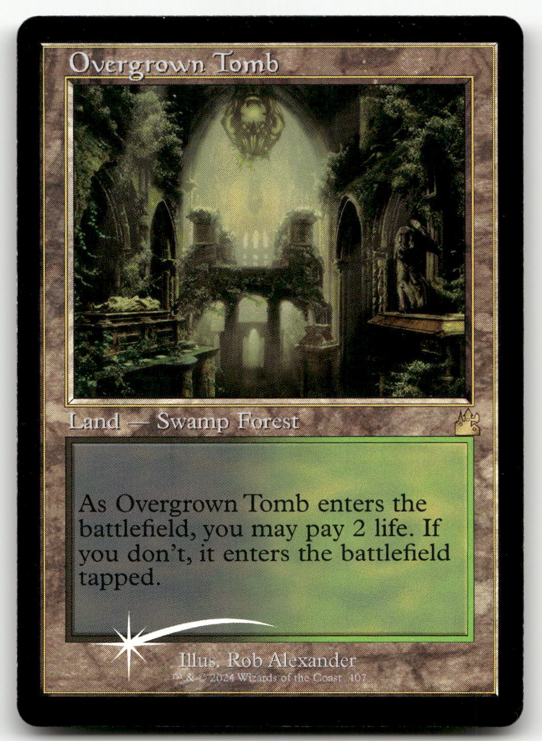 Overgrown Tomb (Retro Frame) #407 (Foil) (NM) Ravnica Remastered RVR Magic MTG