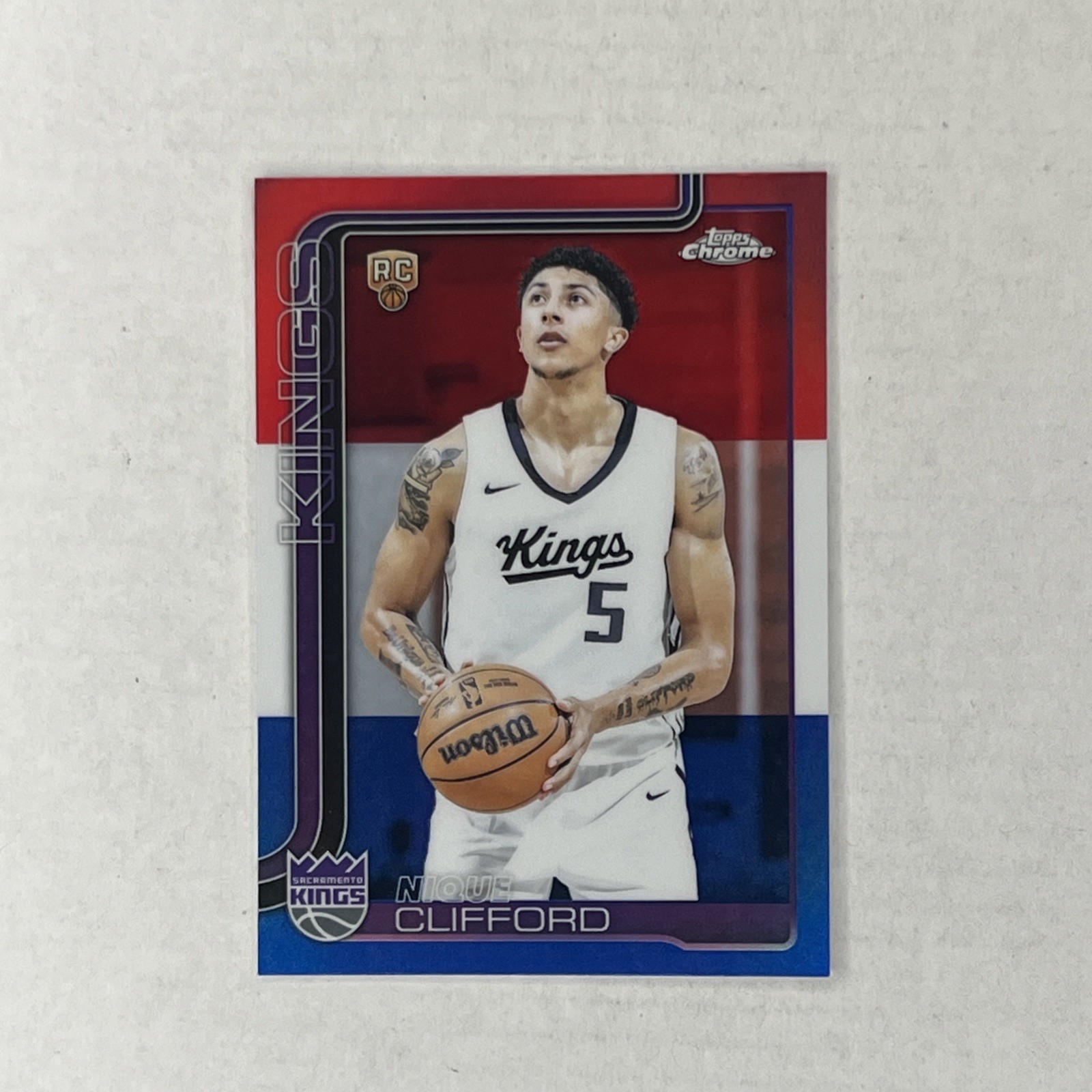 2025-26 Topps Chrome Red White Blue Refractor Basketball Nique Clifford RC #274
