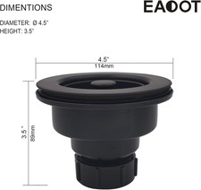 3-1/2 Inch Polymer Black Sink Drain Assembly with Basket Strainer and Stopper...