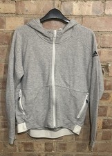 Adidas Full Zip Hoodie Women  s Size Small 42  Grey Zipped Pockets Cotton Blend