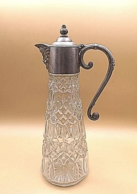 Karaffe / Dekanter mit versilberter Montur Bacchuskopf - Birmingham um 1950 - Bild 1 von 4