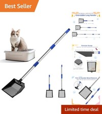 Ergonomic Long Handle Cat Litter Scoop 21"-39.5" - Efficient Litter Cleanup
