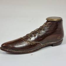 Antique 19thC Carved Treen Shoe Shaped Snuff Box Lignum Vitae? 8cm Long