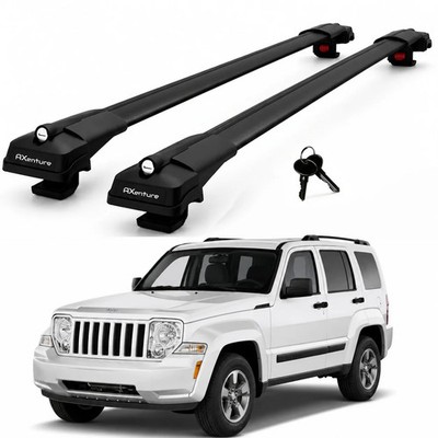 2X Roof Bars for Jeep Cherokee Kk 2008-2012 Lockable Roof Rack Cross Bars Black