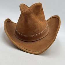 Savoy Tan Suede Leather Western Cowboy Hat Men Medium VTG USA Outback Rodeo Brim