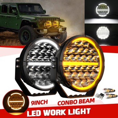 BraveWAY 2pcs 9'' inch LED Work Light Driving Lamp Spot Flood Beam Pods Halo DRL